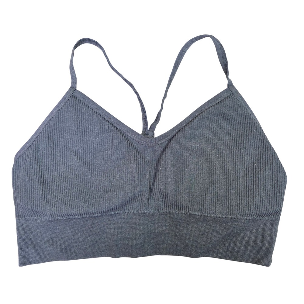 Maurices Womens Seamless Ribbed Bralette Charcoal Grey Racerback V-Neck Small
